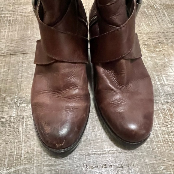 Fossil Genuine Leather Brown Knee High Zip Boot With Harness Detail - Picture 3 of 5